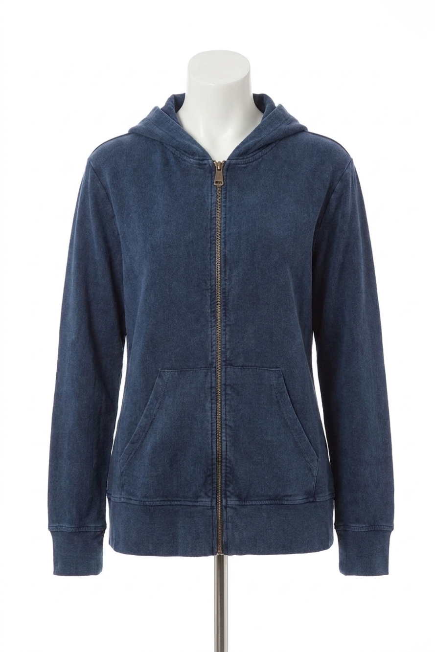 NEW FRENCH KYSS lauren hooded cardigan in denim